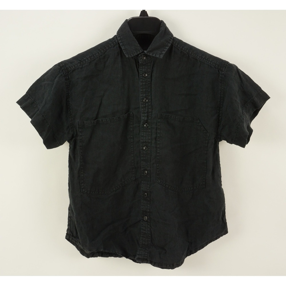 Power of My People Wayward‎ Fit Linen Button Closure Women Shirt Size XXS Black